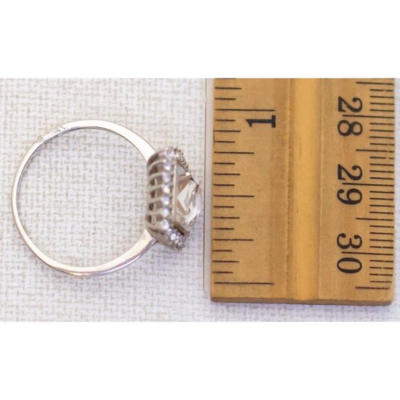 Size 10, Vintage Art Deco Square Faux Diamond Elegant Sterling Silver Ring - A23 - Picture 3 of 3